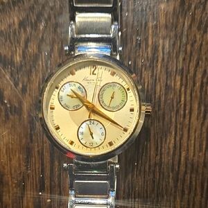 Kenneth Cole Silver and Gold Watch with Day and Date Dials